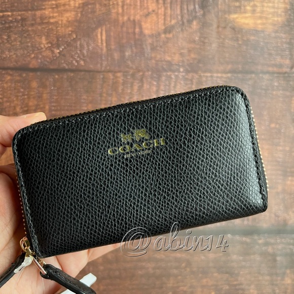 NWT Coach Black Leather Small Double Zip Coin Card Case - Picture 1 of 4